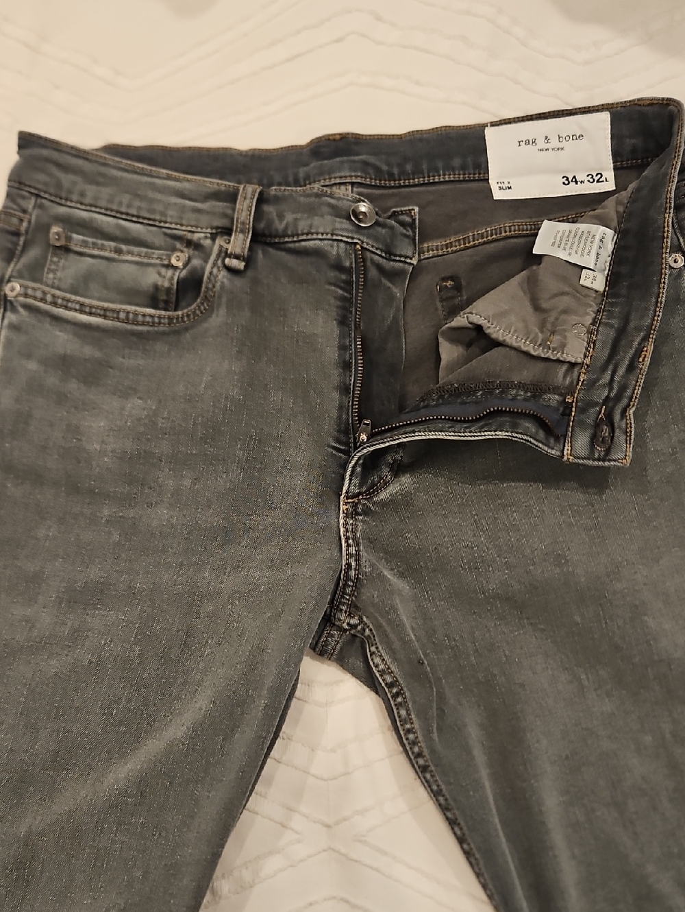 rag & bone Slim Gray Men's Jeans - 34x32 FIT 2. New Without Tags